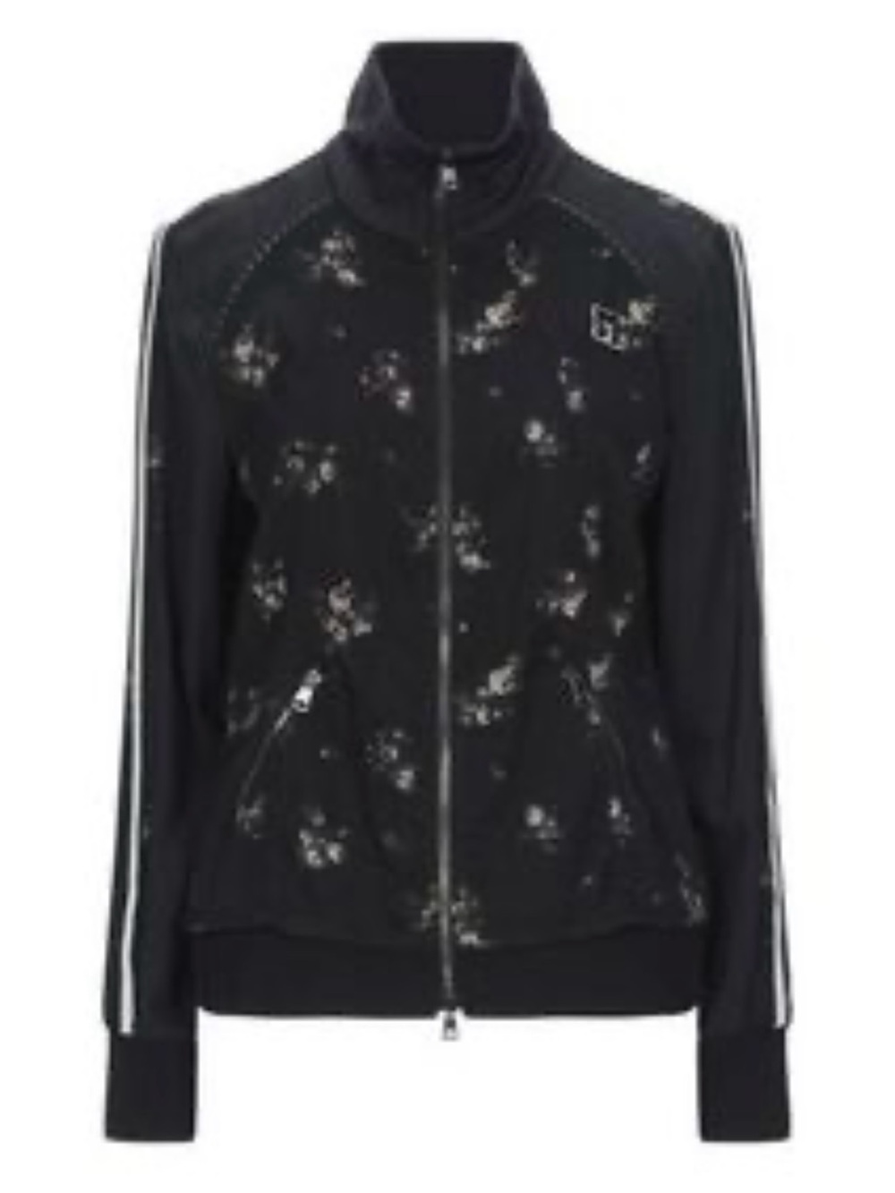 Marc Cain size1/ US 2 Black Floral Track Jacket with White Stripes - Picture 6 of 7